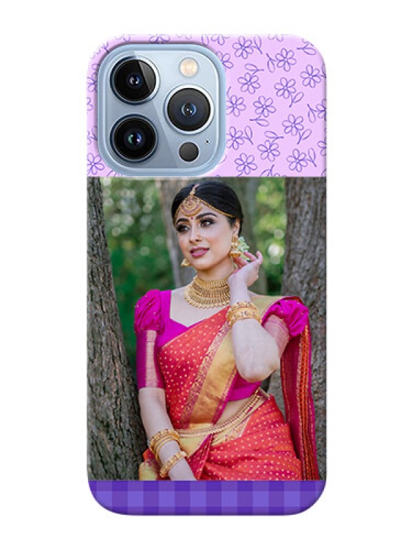 Custom iPhone 13 Pro Mobile Cases: Purple Floral Design