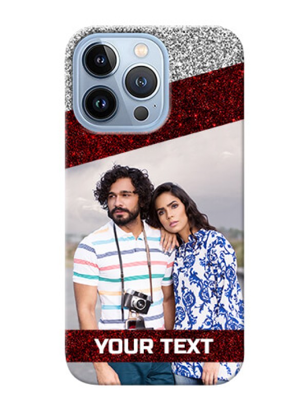 Custom iPhone 13 Pro Mobile Cases: Image Holder with Glitter Strip Design