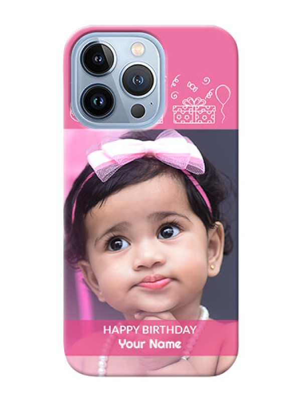 Custom iPhone 13 Pro Custom Mobile Cover with Birthday Line Art Design