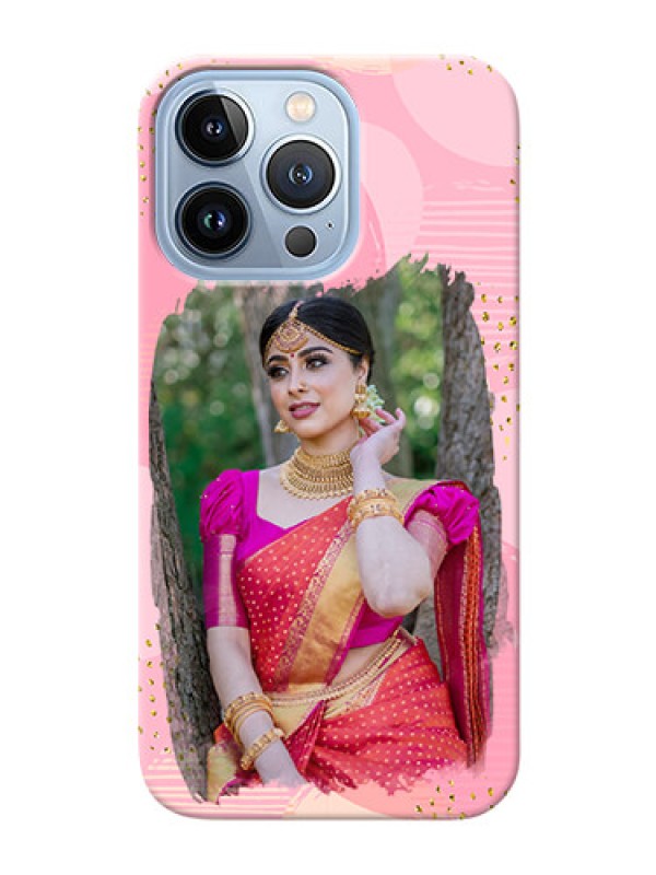 Custom iPhone 13 Pro Phone Covers for Girls: Gold Glitter Splash Design