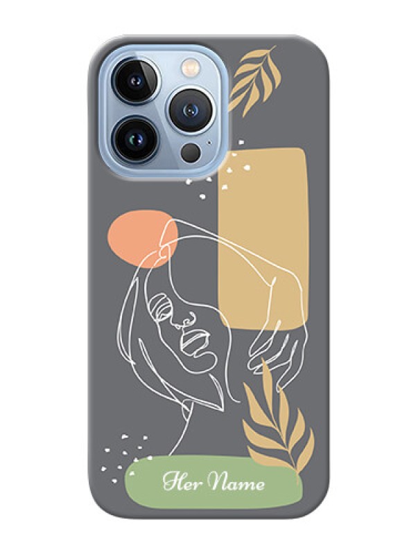 Custom iPhone 13 Pro Phone Back Covers: Gazing Woman line art Design