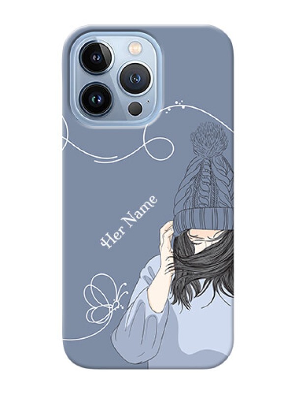 Custom iPhone 13 Pro Custom Mobile Case with Girl in winter outfit Design