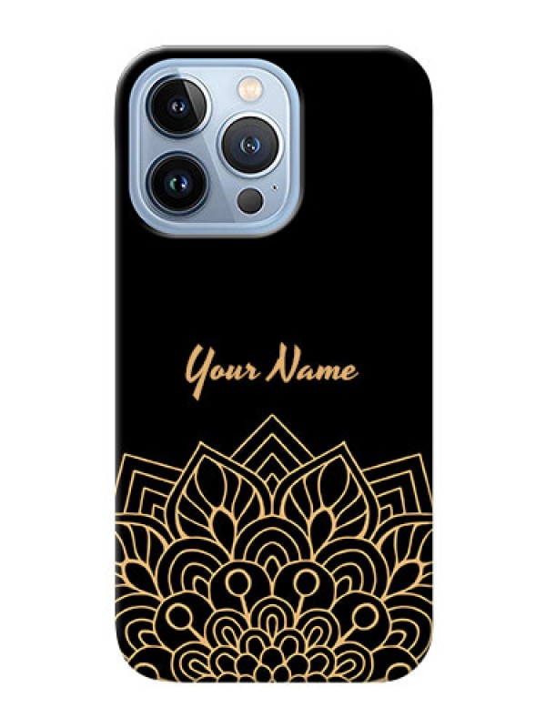 Custom iPhone 13 Pro Back Covers: Golden mandala Design