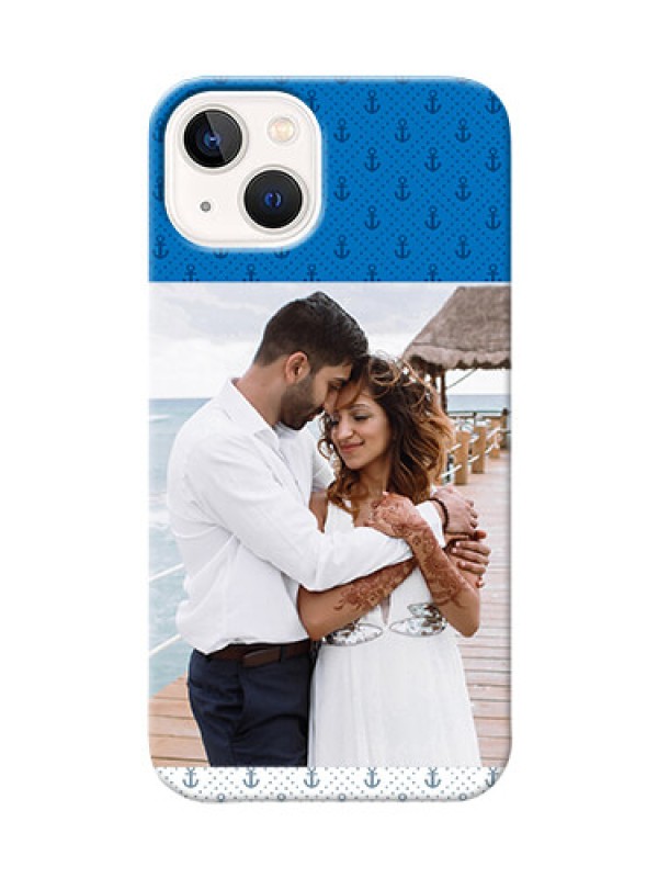 Custom iPhone 13 Mobile Phone Covers: Blue Anchors Design
