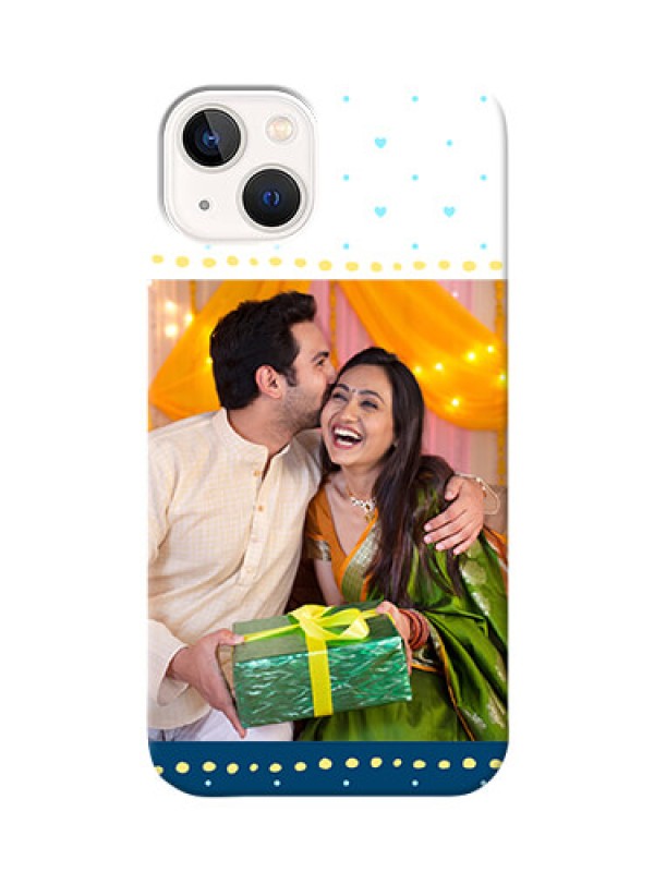 Custom iPhone 13 Phone Covers: White and Blue Abstract Design