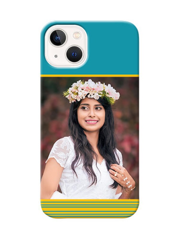 Custom iPhone 13 personalized phone covers: Yellow & Blue Design 
