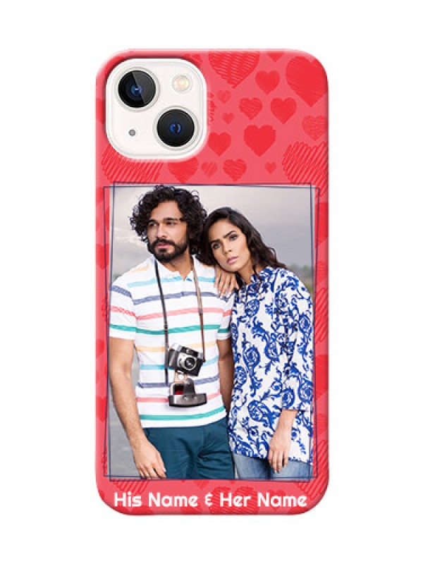 Custom iPhone 13 Mobile Back Covers: with Red Heart Symbols Design