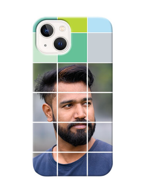 Custom iPhone 13 personalised phone covers with white box pattern 