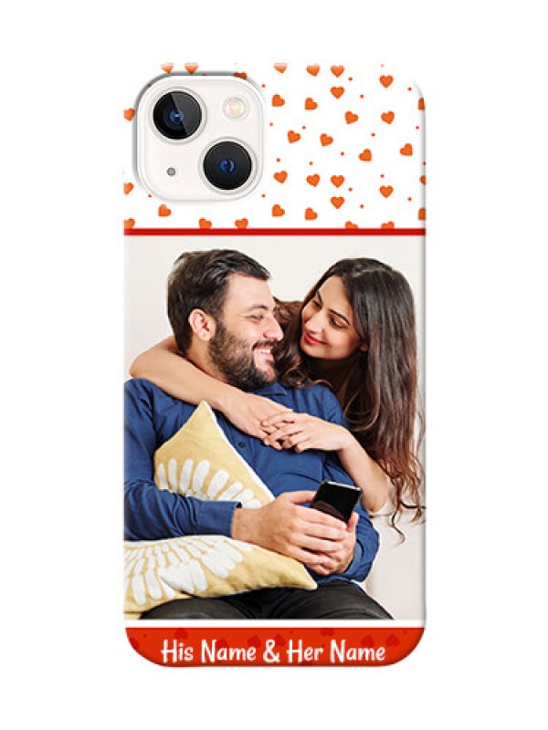 Custom iPhone 14 Plus Phone Back Covers: Orange Love Symbol Design