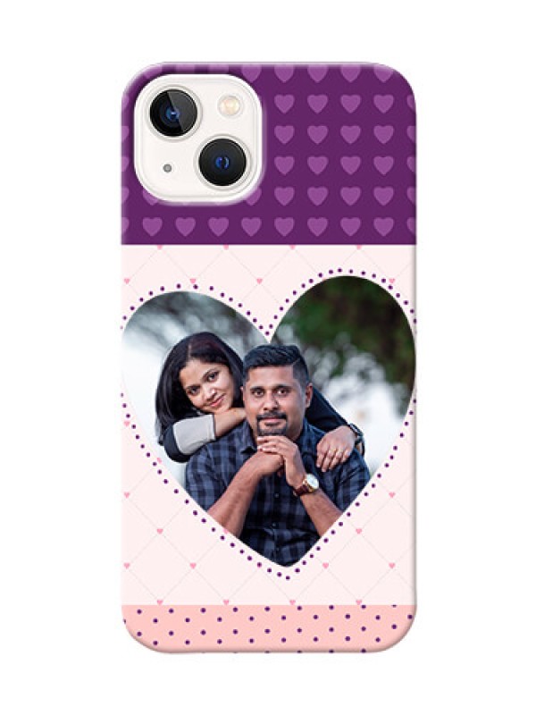 Custom iPhone 14 Plus Mobile Back Covers: Violet Love Dots Design