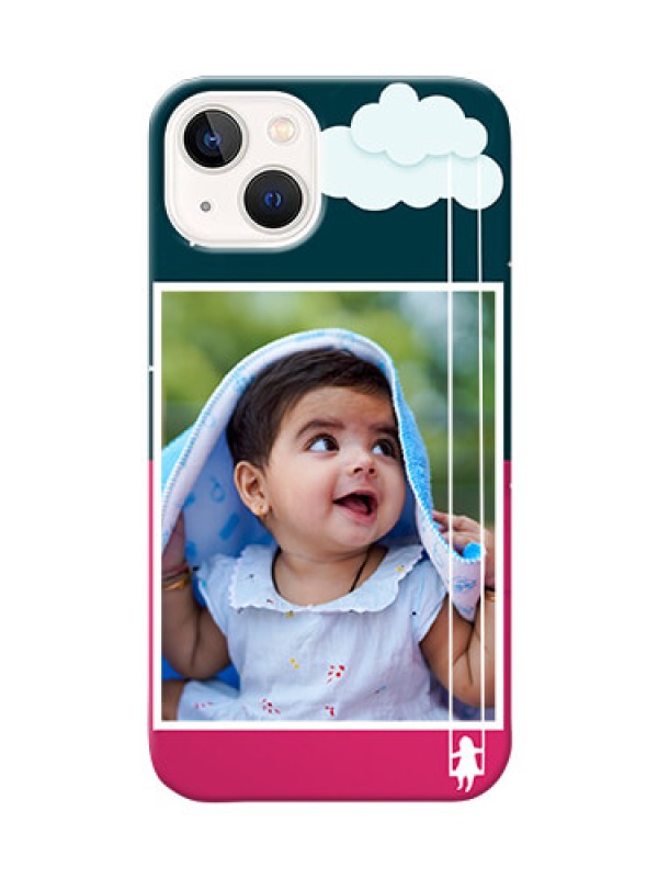 Custom iPhone 14 Plus custom phone covers: Cute Girl with Cloud Design