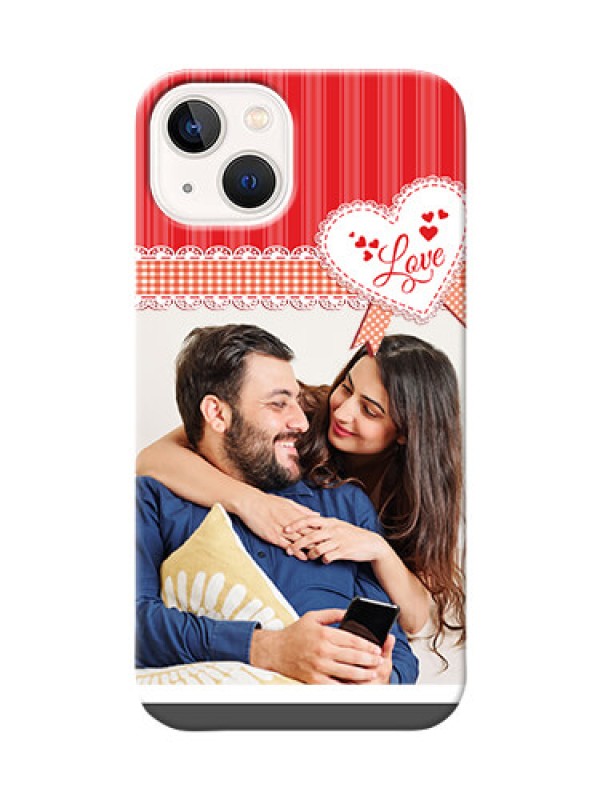 Custom iPhone 14 Plus phone cases online: Red Love Pattern Design