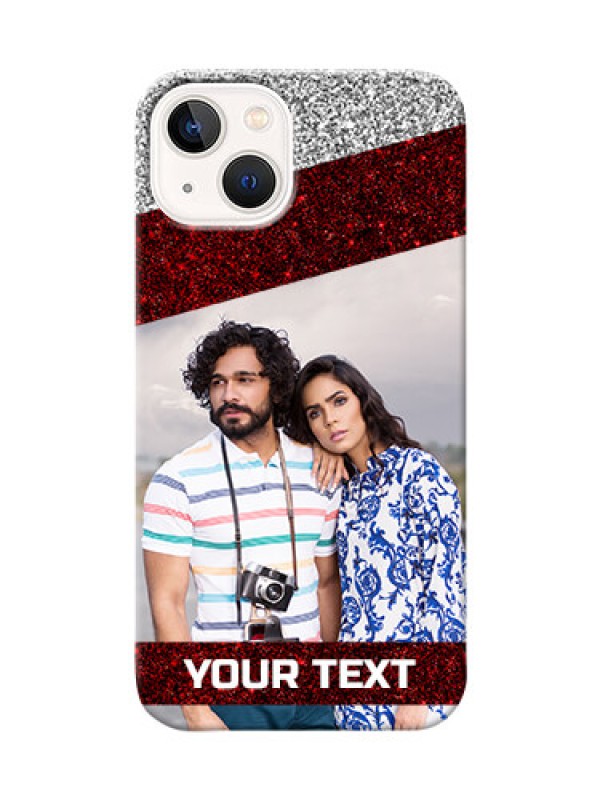 Custom iPhone 14 Plus Mobile Cases: Image Holder with Glitter Strip Design