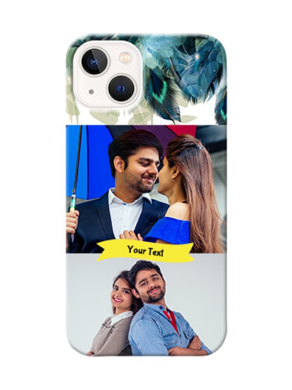 Custom iPhone 14 Plus Phone Cases: Image with Boho Peacock Feather Design