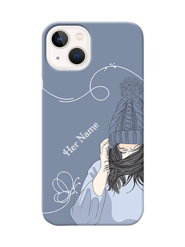Custom iPhone 14 Plus Custom Mobile Case with Girl in winter outfit Design
