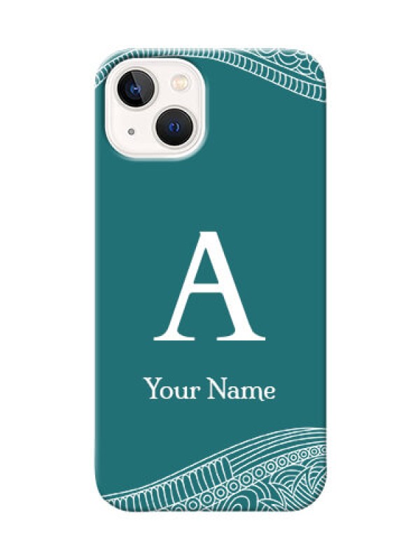 Custom iPhone 14 Plus Mobile Back Covers: line art pattern with custom name Design