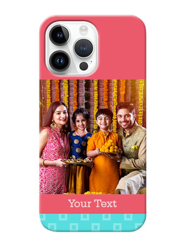 Custom iPhone 14 Pro Max Mobile Back Covers: Peach & Blue Color Design