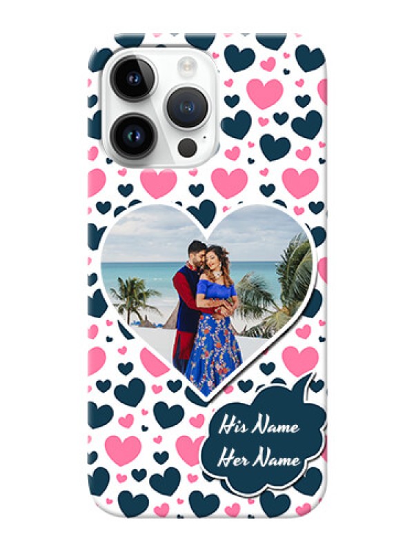 Custom iPhone 14 Pro Max Mobile Covers Online: Pink & Blue Heart Design