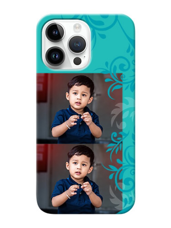 Custom iPhone 14 Pro Max Mobile Cases with Photo and Green Floral Design 