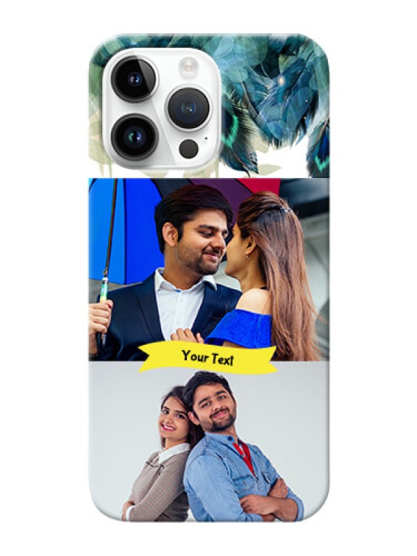 Custom iPhone 14 Pro Max Phone Cases: Image with Boho Peacock Feather Design