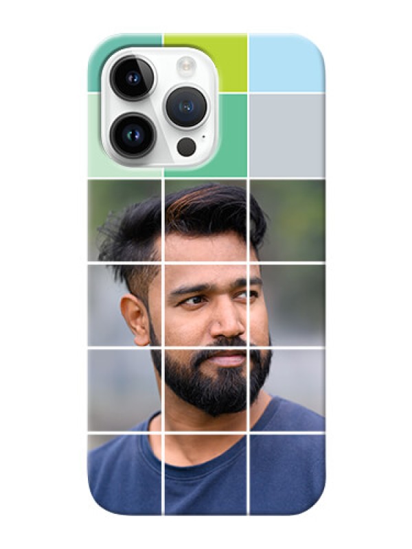 Custom iPhone 14 Pro Max personalised phone covers with white box pattern 