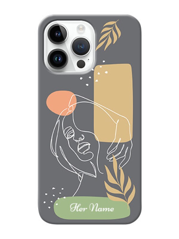 Custom iPhone 14 Pro Max Phone Back Covers: Gazing Woman line art Design