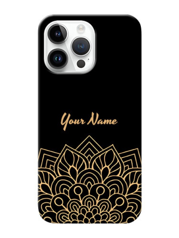 Custom iPhone 14 Pro Max Back Covers: Golden mandala Design
