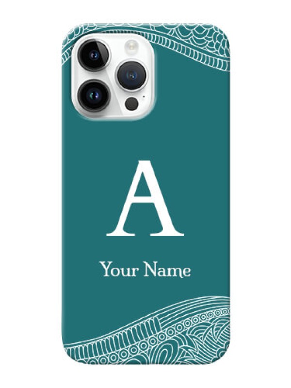 Custom iPhone 14 Pro Max Mobile Back Covers: line art pattern with custom name Design