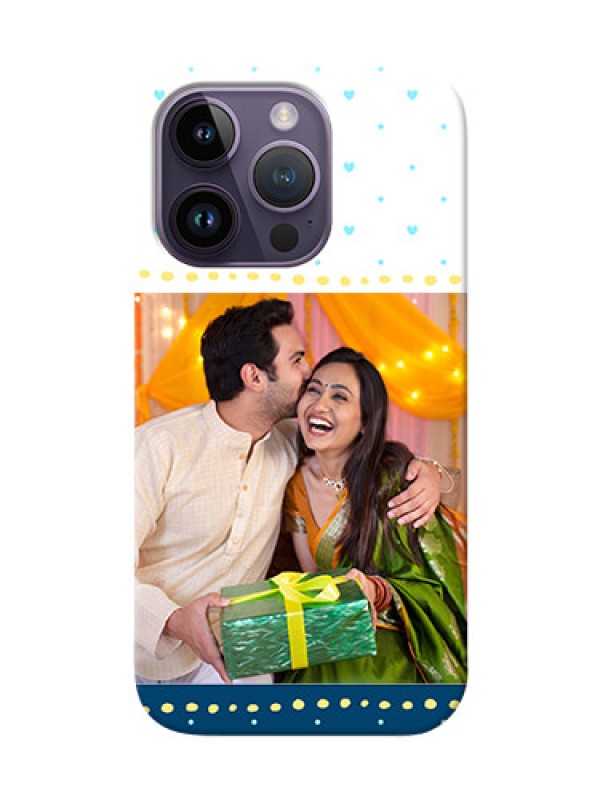 Custom iPhone 14 Pro Phone Covers: White and Blue Abstract Design