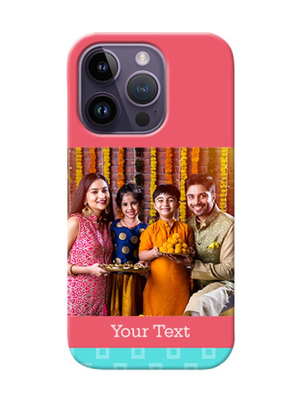 Custom iPhone 14 Pro Mobile Back Covers: Peach & Blue Color Design