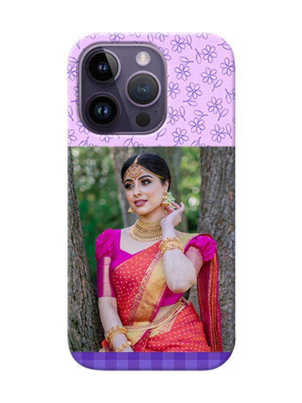 Custom iPhone 14 Pro Mobile Cases: Purple Floral Design