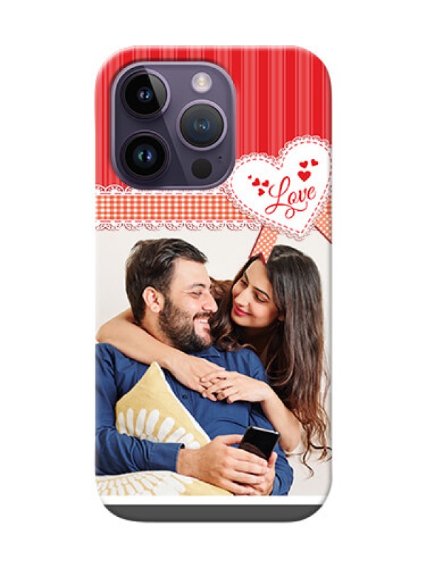 Custom iPhone 14 Pro phone cases online: Red Love Pattern Design