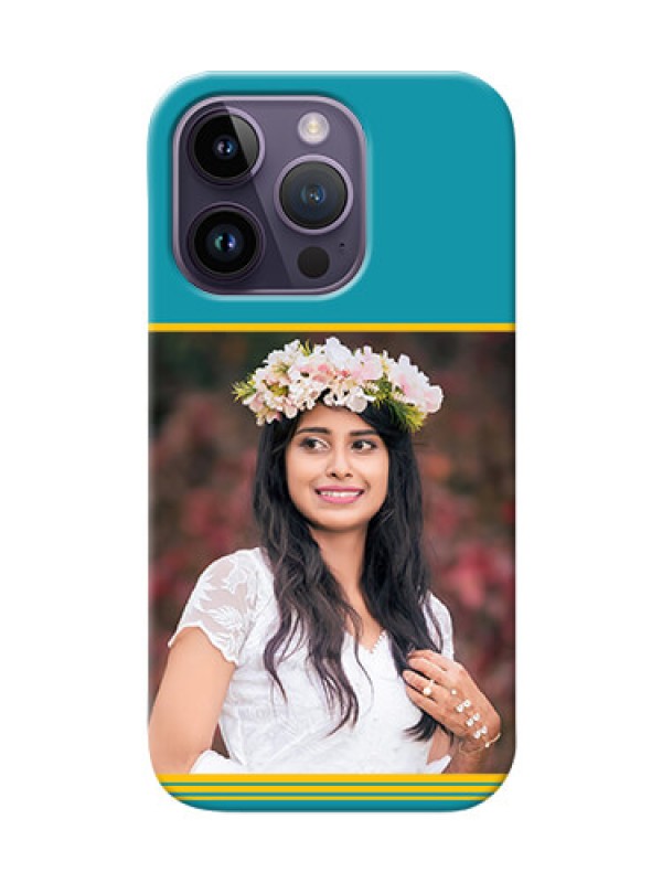 Custom iPhone 14 Pro personalized phone covers: Yellow & Blue Design 
