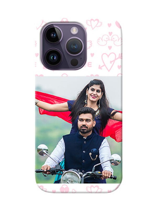 Custom iPhone 14 Pro personalized phone covers: Pink Flying Heart Design