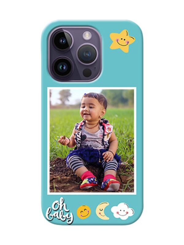 Custom iPhone 14 Pro Personalised Phone Cases: Smiley Kids Stars Design
