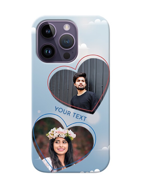 Custom iPhone 14 Pro Phone Cases: Blue Color Couple Design 