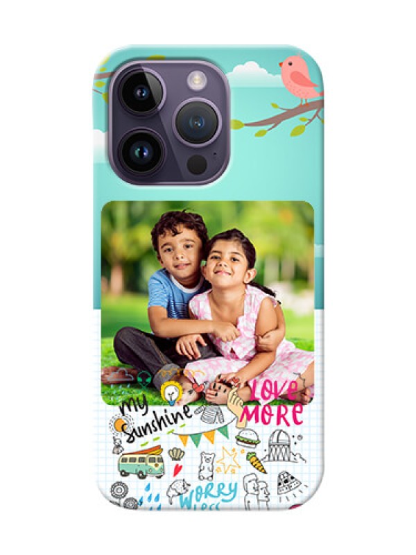Custom iPhone 14 Pro phone cases online: Doodle love Design