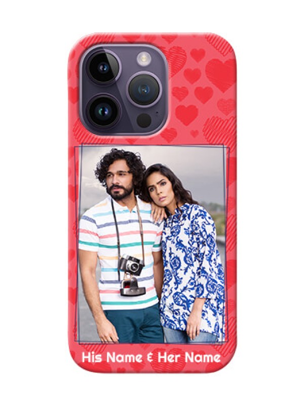 Custom iPhone 14 Pro Mobile Back Covers: with Red Heart Symbols Design
