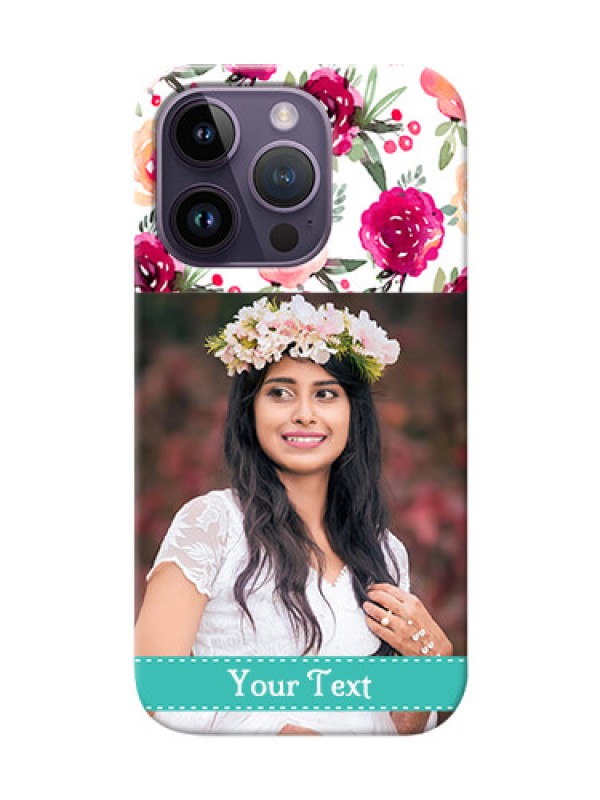 Custom iPhone 14 Pro Personalized Mobile Cases: Watercolor Floral Design