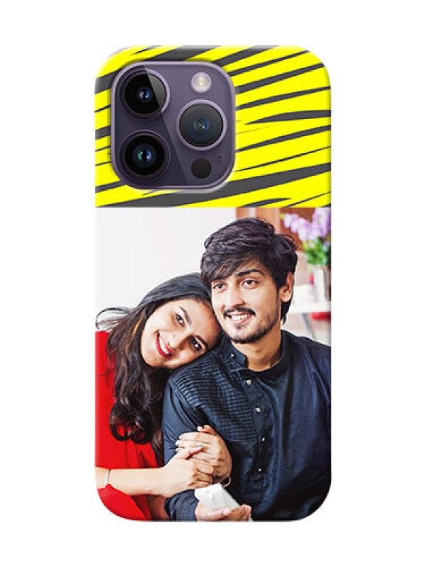 Custom iPhone 14 Pro Personalised mobile covers: Yellow Abstract Design