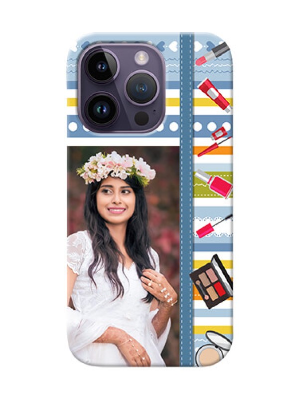 Custom iPhone 14 Pro Personalized Mobile Cases: Makeup Icons Design