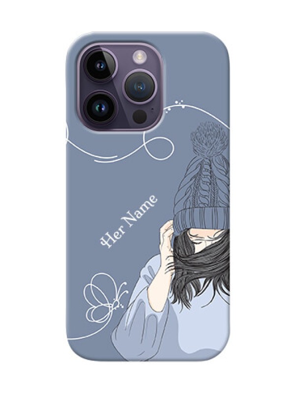 Custom iPhone 14 Pro Custom Mobile Case with Girl in winter outfit Design