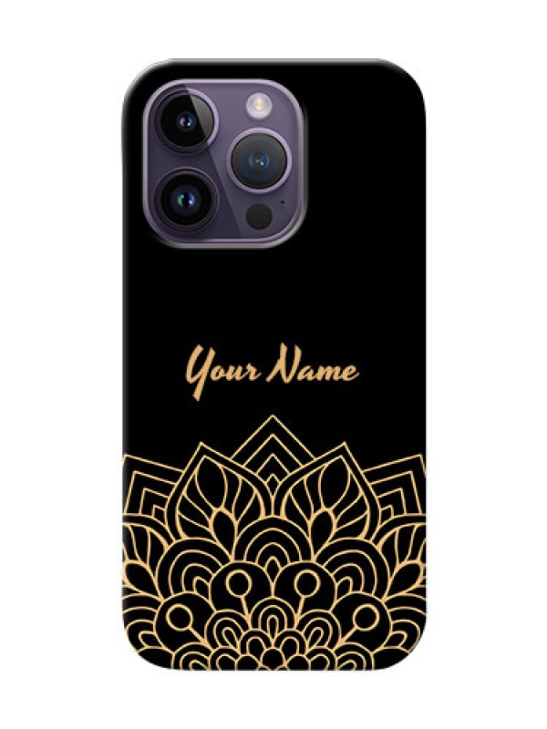 Custom iPhone 14 Pro Back Covers: Golden mandala Design