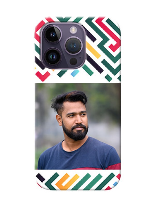 Custom iPhone 14 Pro Custom Mobile Case with Colorful Maze Pattern Design