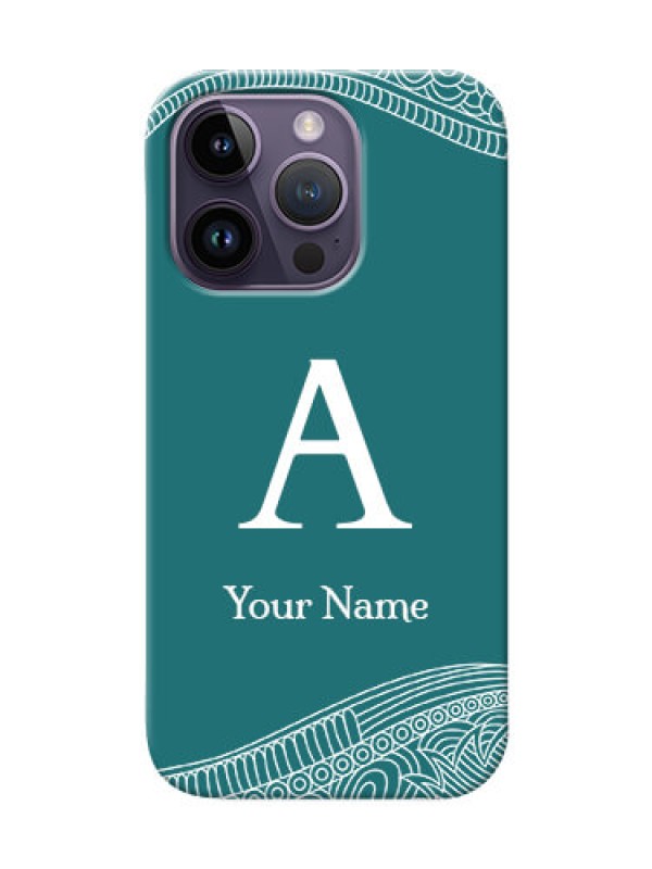 Custom iPhone 14 Pro Mobile Back Covers: line art pattern with custom name Design