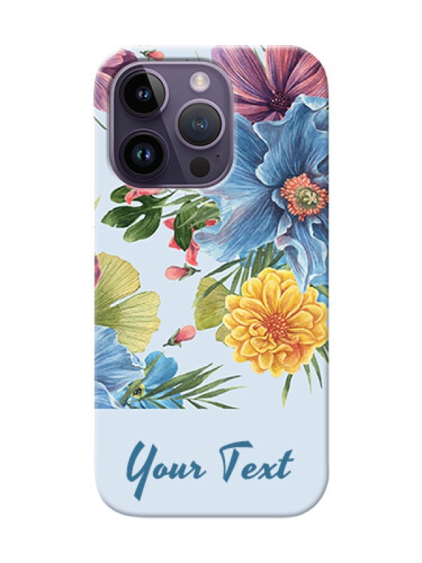 Custom iPhone 14 Pro Custom Phone Cases: Stunning Watercolored Flowers Painting Design