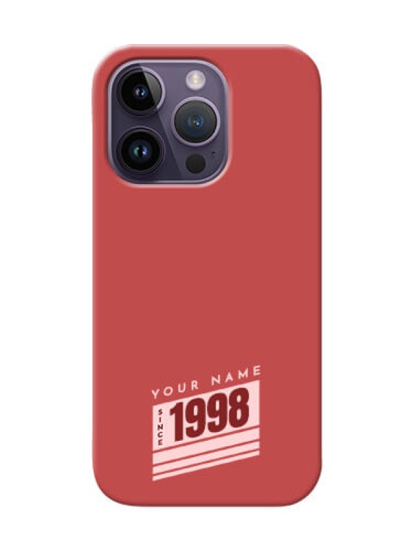 Custom iPhone 14 Pro Phone Back Covers: Red custom year of birth Design