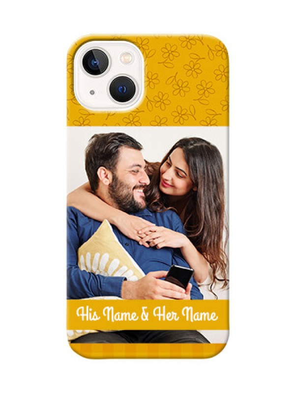 Custom iPhone 14 mobile phone covers: Yellow Floral Design