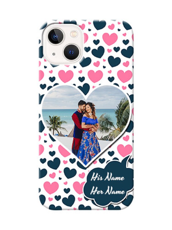 Custom iPhone 14 Mobile Covers Online: Pink & Blue Heart Design