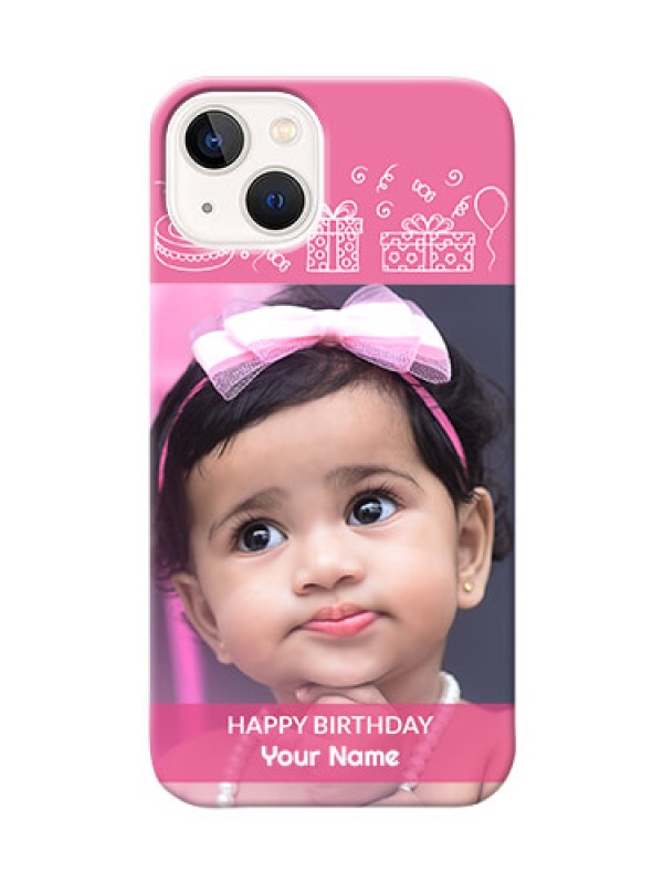 Custom iPhone 14 Custom Mobile Cover with Birthday Line Art Design